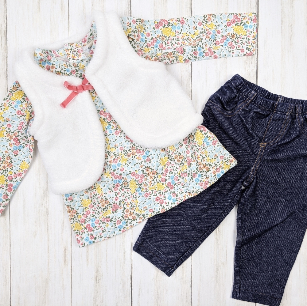 Carter's baby girl 3 piece outfit set 9 months